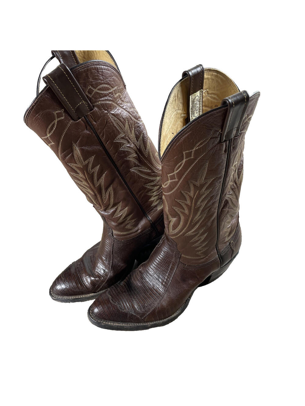 Vintage Nocona Lizard Cowboy Boots Men’s 10D Brown Exotic Leather USA 1989